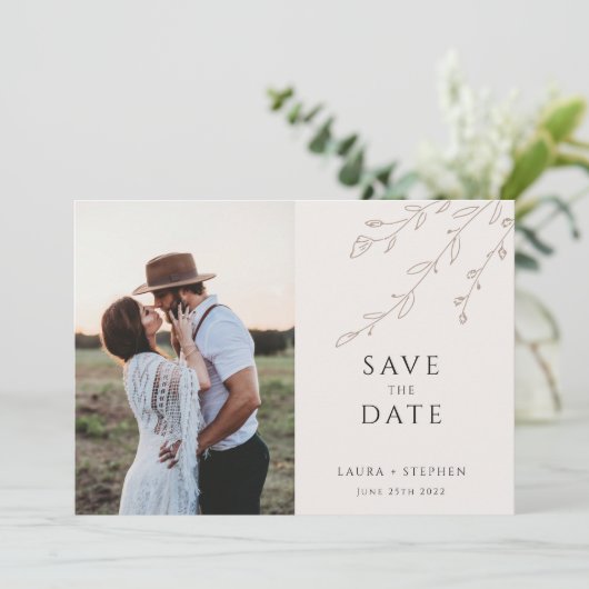 Minimale botanische foto om de datum Kaart op te s (Staand voorkant)