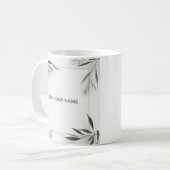 Minimale botanische frame mok met eigen naam (Voorkant links)