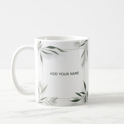 Minimale botanische frame mok met eigen naam (Links)