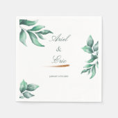 Minimale Botanische Greenery en Manuscript Wedding Servet (Voorkant)