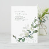 Minimale botanische groen-eucalyptusbruiloft kaart (Staand voorkant)