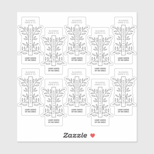 Minimale botanische heldere kaarsenpot verticale l sticker (Vel)