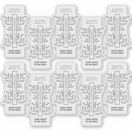 Minimale botanische heldere kaarsenpot verticale l sticker (Voorkant)