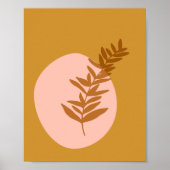 Minimale botanische Herfst Art Mustard Yellow Pink Poster (Voorkant)