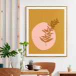 Minimale botanische Herfst Art Mustard Yellow Pink Poster<br><div class="desc">Dit stijlvolle poster van de muurkunst is voorzien van een minimalistische botanische illustratie in een prachtige herfstschaduw van mosterdgeel op een abstracte vormachtergrond in wazige roze.</div>