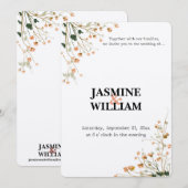 🌿 Minimale botanische huwelijksuitnodiging 💌✨ Kaart (Voorkant / Achterkant)