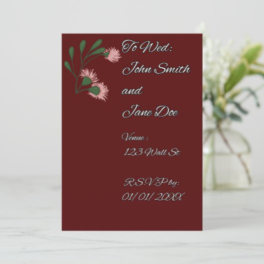 Minimale botanische huwelijksuitnodigingen kaart (Staand voorkant)