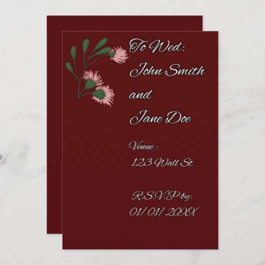 Minimale botanische huwelijksuitnodigingen kaart (Voorkant / Achterkant)
