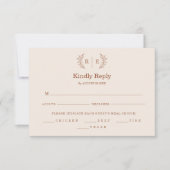 Minimale Botanische krans Monogram bruiloft RSVP Kaartje (Voorkant)