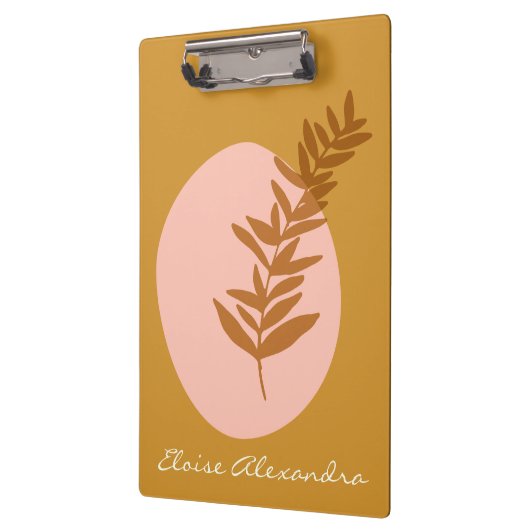 Minimale botanische kunst in geel gepersonaliseerd klembord (Links)