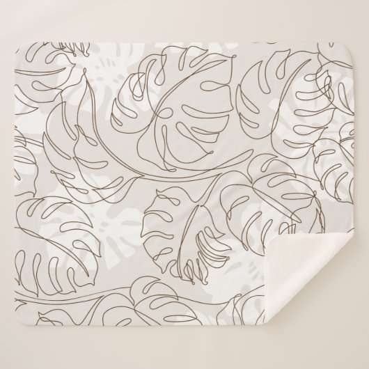 Minimale botanische kunst naadloos patroon. Tropis Sherpa Deken (Voorkant (horizontaal))