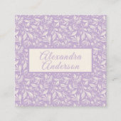 Minimale botanische lavendelbladeren patroonscript vierkante visitekaartje (Voorkant)