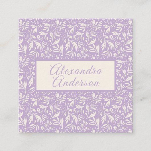 Minimale botanische lavendelbladeren patroonscript vierkante visitekaartje (Voorkant)