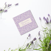 Minimale botanische lavendelbladeren patroonscript vierkante visitekaartje