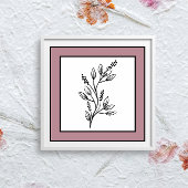 Minimale Botanische Leaf Line Art Mauve Plum Borde Poster