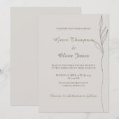 Minimale Botanische Lijn Kunst Huwelijksuitnodigin Kaart (Voorkant / Achterkant)