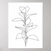 Minimale botanische lijnkunst met hoge bladeren poster (Voorkant)