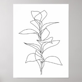 Minimale botanische lijnkunst met hoge bladeren poster