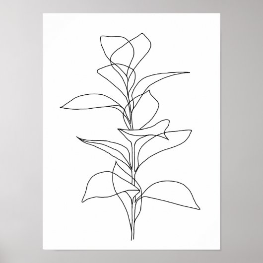 Minimale botanische lijnkunst met hoge bladeren poster (Voorkant)