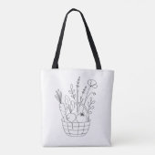 Minimale botanische lijnkunst tote bag (Achterkant)
