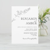 Minimale botanische lijntekenboho bruiloft kaart (Staand voorkant)