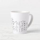 Minimale botanische lijntekening latte mok (Rechterhoek)