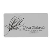 Minimale botanische Lily Flower Designer Grey Etiket (Voorkant)
