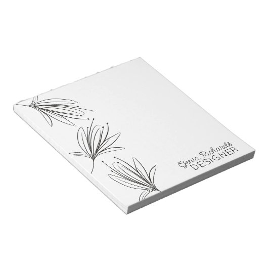Minimale botanische Lily Flower Designer Notitieblok (Schuin)