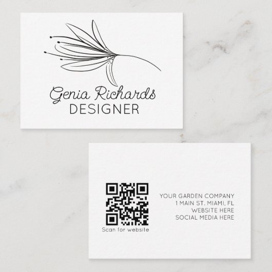 Minimale botanische Lily Flower Designer Visitekaartje (Voorkant / Achterkant)