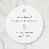 Minimale Botanische Monogram Huwelijksgunst Labels (Achterkant)