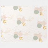 Minimale botanische Planten in pasteelroze Fleece Deken (Voorkant (Horizontaal))