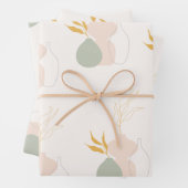 Minimale botanische Planten in pasteelroze Inpakpapier Vel (In situ)