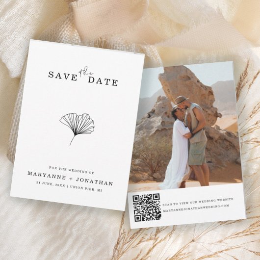 Minimale botanische QR-codefoto Save The Date