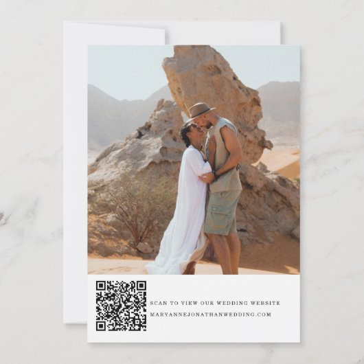 Minimale botanische QR-codefoto Save The Date (Achterkant)