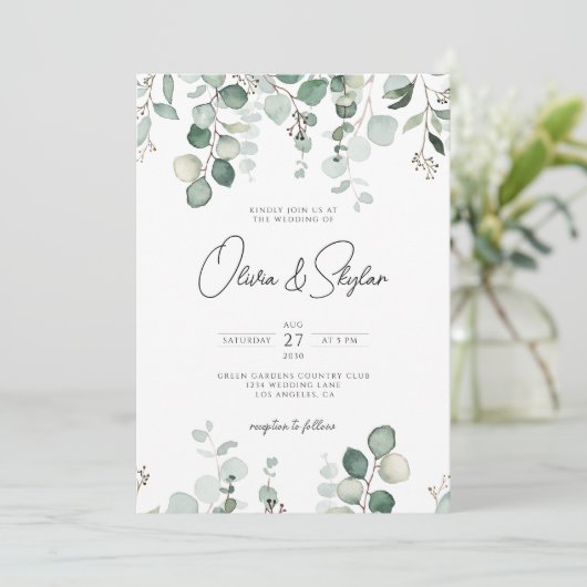 Minimale botanische QR van Eucalyptus in één bruil Kaart (Staand voorkant)