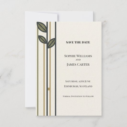 Minimale Botanische Save The Date Kaart (Voorkant)