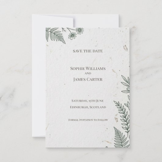 Minimale botanische save the date kaart (Voorkant)