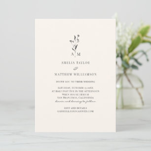 Minimale Botanische Script Moderne Elegante Trouwd Kaart