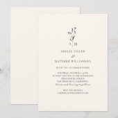 Minimale Botanische Script Moderne Elegante Trouwd Kaart (Voorkant / Achterkant)
