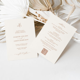 Minimale botanische terracotta bloem boho bruiloft kaart