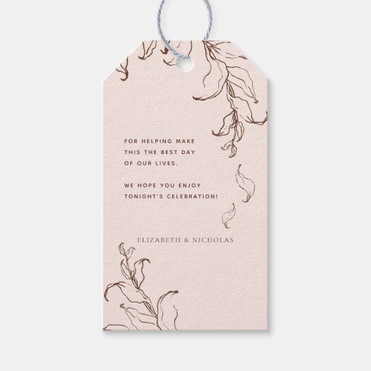 Minimale Botanische Terracotta Trouw Dank Je Cadeaulabel (Voorkant)