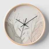 Minimale botanische wandklok – Abstracte wilde blo (Voorkant)