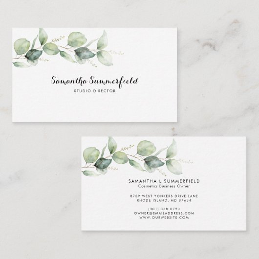 Minimale botanische Waterverf Eucalyptus Botanical Visitekaartje (Voorkant / Achterkant)