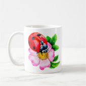Minimale botanische Waterverf Ladybug Flower Mok (Links)