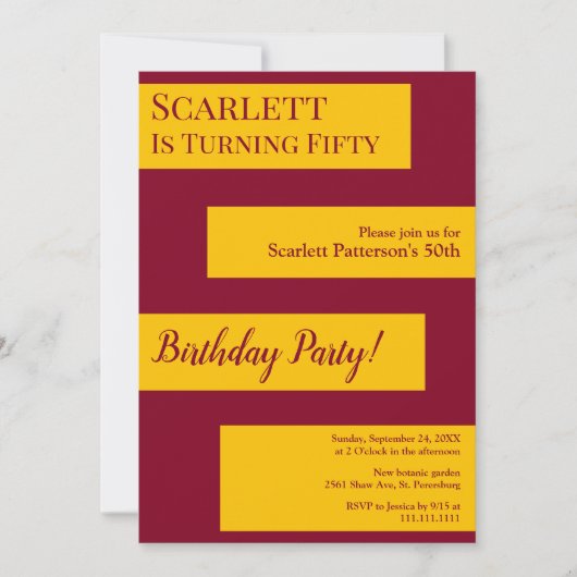 Minimale Bourgondië en goud elegante 50e verjaarda Kaart (Voorkant)