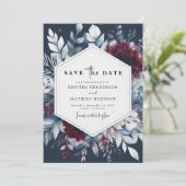 Minimale Bourgondische bruiloft Save The Date (Staand voorkant)