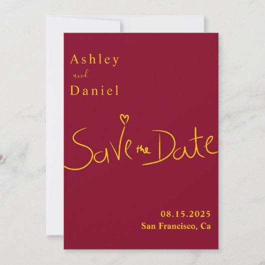 Minimale Bourgondische en gouden elegante chique b Save The Date (Voorkant)