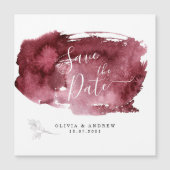 Minimale Bourgondische Waterverf Botanisch Magnetische Uitnodiging (Voorkant)