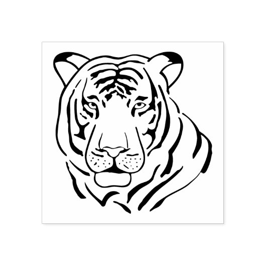 Minimale bovenleiding tijger Wooden Rubberstempel (Afrduk)