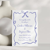 Minimale Bow Border Blauw Wit Handgeschreven bruil Kaart